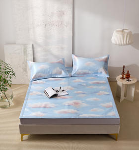 【下架】自然醒数码冰丝凉席夏季可水洗可卷曲双人席子家用三件套LB