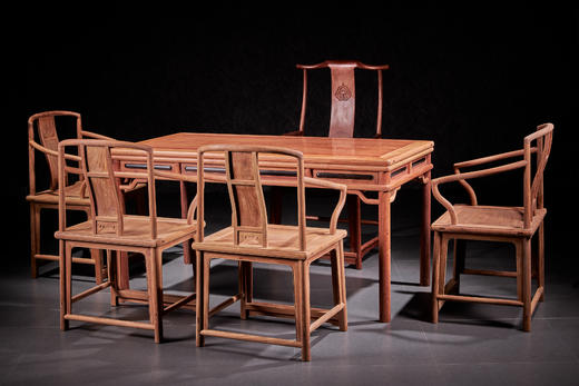 红桥红  家具严选  缅甸花梨（大果紫檀）【156 嵌紫光檀四屉圆包圆茶桌】 商品图0