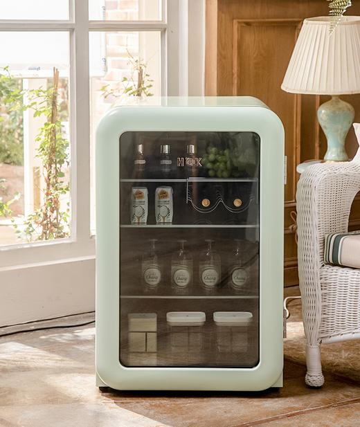 HCK哈士奇SC-130RBA-S冰吧家用客厅办公室茶叶冷藏柜小型透明冰箱 商品图3