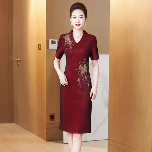 夏装新喜婆婆高贵优雅婚宴礼服连衣裙LC-2227 商品图0