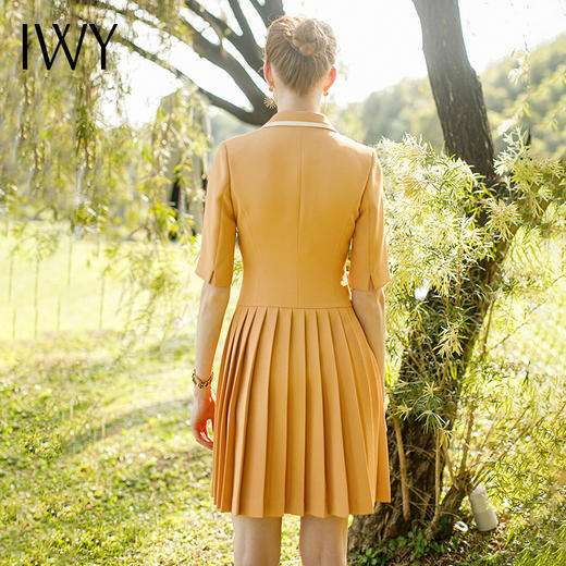 IWY/气质橘色短袖西装连衣裙女总裁职业套裙修身显瘦小个子工作服222080Q1 商品图3