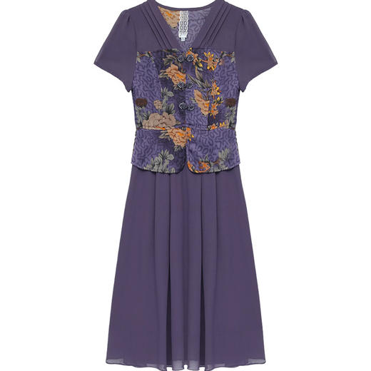 YWE  YMan-22L100复古修身印花连衣裙 商品图4