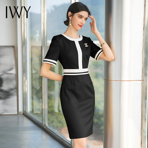 IWY/黑色气质西装连衣裙女夏名媛设计感裙子职业套装2022新款工作服Ol Q710-B 商品图3