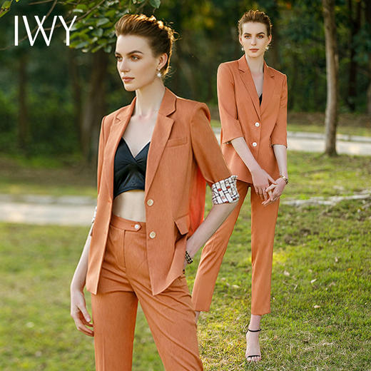 IWY/高端设计感总裁职业西装套装女英伦风播音主持正装工作服时尚西服222064C1+P1 商品图3