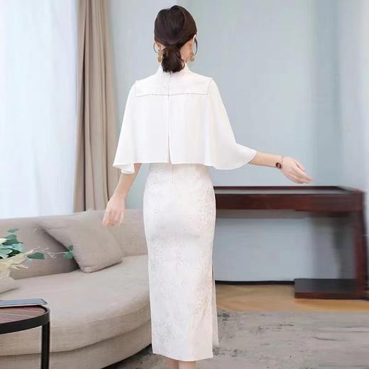 BJ-102新款长款雪纺改良旗袍 日常修身显瘦旗袍连衣裙披肩 商品图2