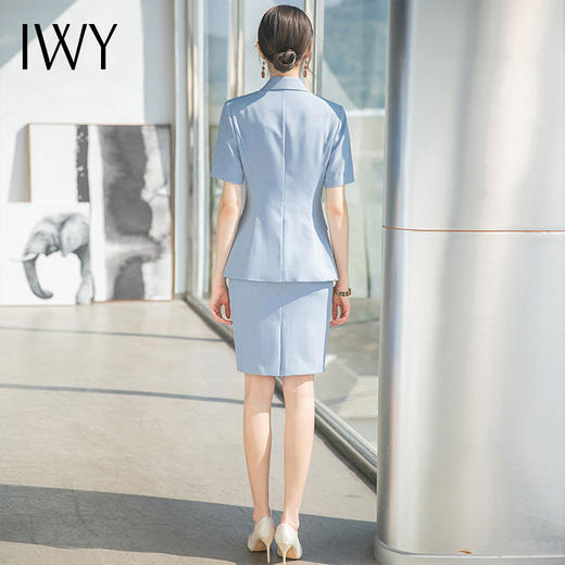 IWY/气质蓝色职业半裙女士高级感西装套裙夏季薄款气质工作服商务正装CS1548 商品图2