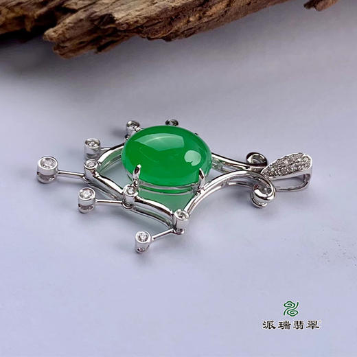 派瑞翡翠 18k金翡翠吊坠 冰种 绿色 商品图3