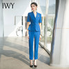 IWY/蓝色短袖西装套裤女夏季职业装酒店前台接待西服正装医美工作服OL CP1538 商品缩略图4