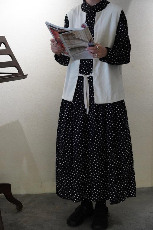 ROBE de PEAU复古白/黑色2ways马甲 商品图0