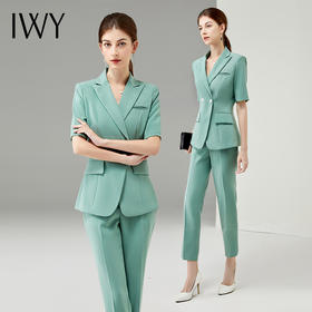 IWY/绿色短袖职业装女士高级感西装套装夏季薄款气质工作服商务正装OL CP11235