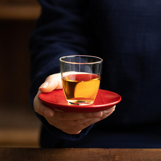 茶家吉橙原木布贴大漆茶托干泡垫小壶承茶杯托多款可选 商品图1