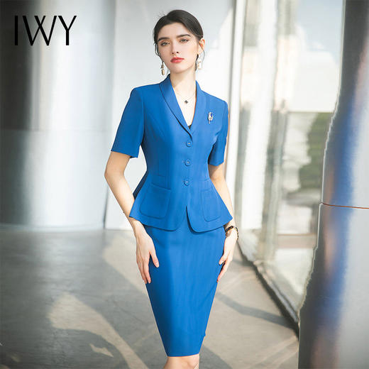 IWY/高级感西装半裙女职业气质蓝色西服职业装播音艺考主持正装工作服CS1538 商品图3