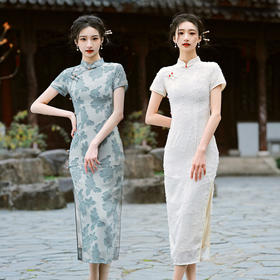 MYF 新款改良性感复古气质修身年轻长款旗袍