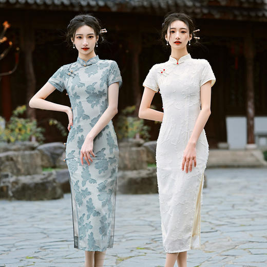 MYF 新款改良性感复古气质修身年轻长款旗袍 商品图0