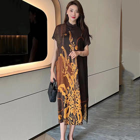 真丝国风复古2022夏新款气质优雅显瘦宽松桑蚕丝连衣裙NSM-M6603