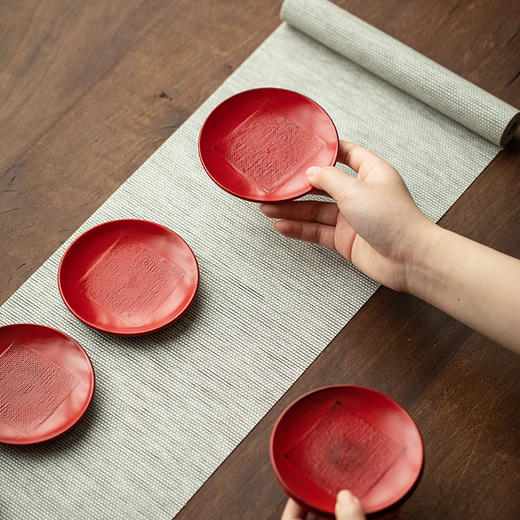 茶家吉橙原木布贴大漆茶托干泡垫小壶承茶杯托多款可选 商品图12