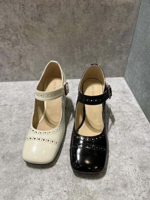 IUIU SECOND2022春夏新款粗跟法式冲孔高跟鞋复古玛丽珍仙女鞋U22AE17841 商品图9
