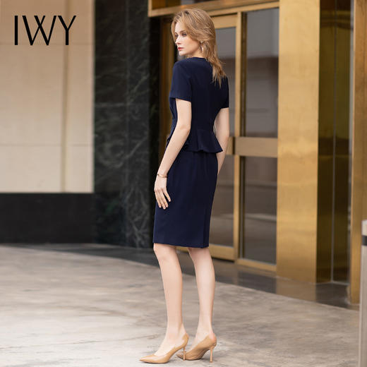 IWY/夏季短袖职业气质连衣裙藏青色职业装套裙前台工作装女售楼部工装Q706 商品图2