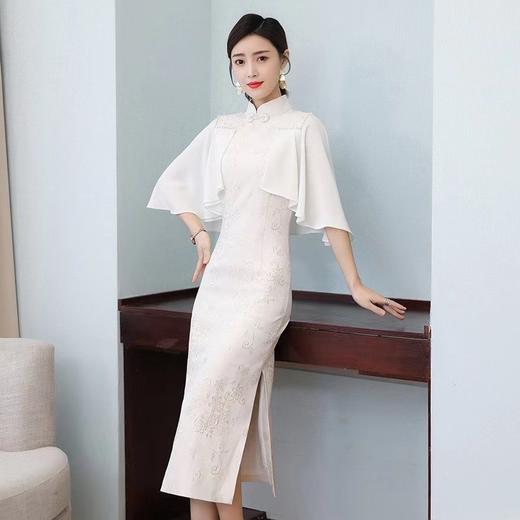 BJ-102新款长款雪纺改良旗袍 日常修身显瘦旗袍连衣裙披肩 商品图1