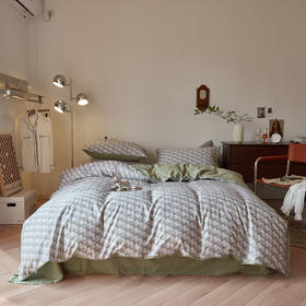 【下架】自然醒60支贡缎数码印花四件套长绒棉轻奢裸睡被套床上用品LB