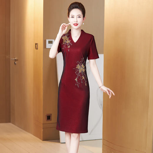 夏装新喜婆婆高贵优雅婚宴礼服连衣裙LC-2227 商品图1