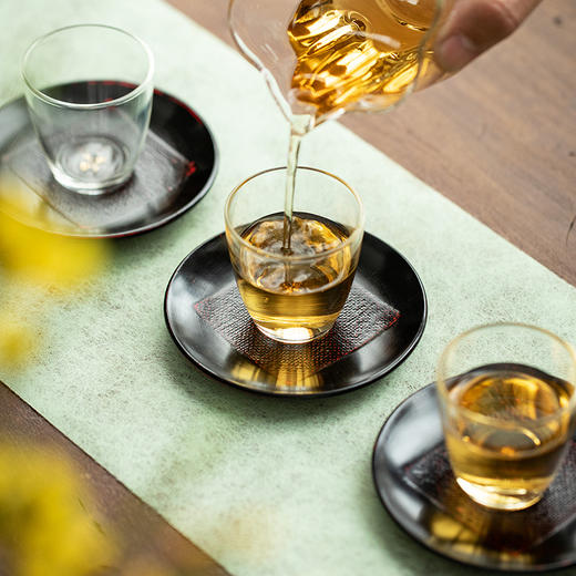 茶家吉橙原木布贴大漆茶托干泡垫小壶承茶杯托多款可选 商品图3