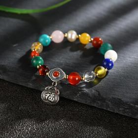 婴幼儿多宝手串‧银福袋手串 925足银钱袋天然幸运宝石 醍醐原创 男女