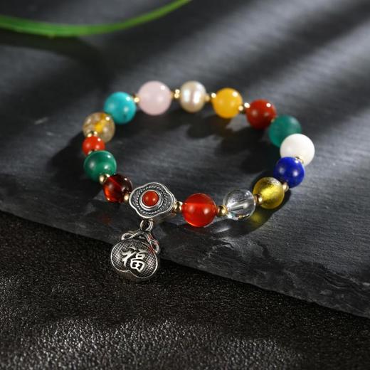 婴幼儿多宝手串‧银福袋手串 925足银钱袋天然幸运宝石 醍醐原创 男女 商品图0