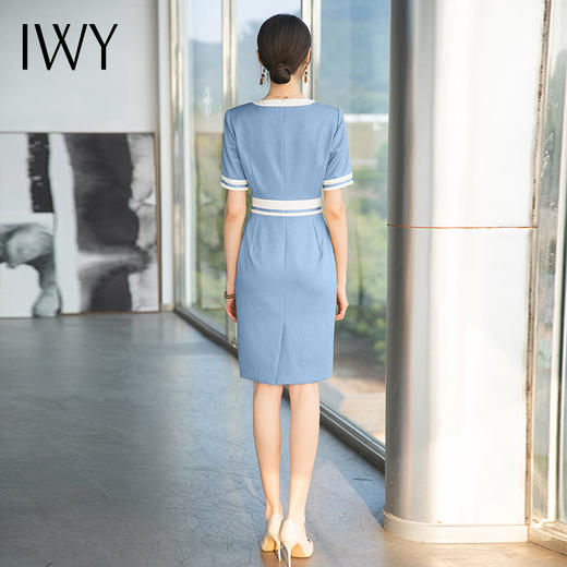 IWY/高端蓝色职业西装连衣裙女时尚气质美容院工作服播音主持艺考正装Q710-L 商品图2