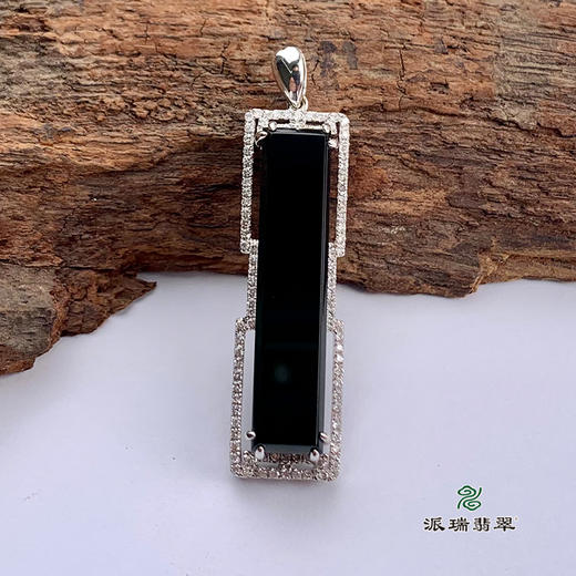 派瑞翡翠 18k金翡翠吊坠 糯种 黑色 商品图3