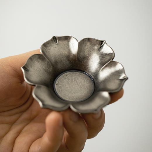 茶家吉橙空谷杯托系列杯垫仿古做旧水墨风杯托中式花瓣茶托茶具配件 商品图8