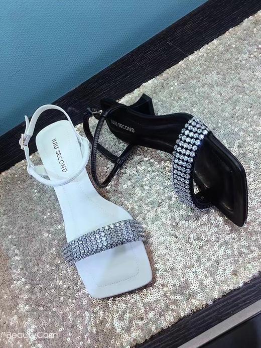 IUIU SECOND 2022夏新款时尚水钻一字带凉鞋U22BG24731 商品图1