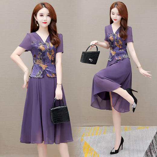 YWE  YMan-22L100复古修身印花连衣裙 商品图2