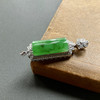 糯冰种阳绿厚庄素面翡翠平安无事牌18k白金钻石镶嵌 商品缩略图2