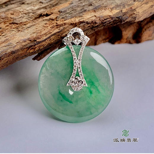 派瑞翡翠 18k金翡翠吊坠 冰种 绿色 商品图2