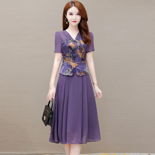 YWE  YMan-22L100复古修身印花连衣裙 商品图3