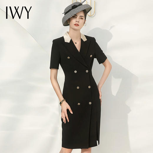 IWY/黑色西装连衣裙设计高级感小众中长款西装裙面试正装职业装套裙女Q721 商品图1