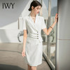 IWY/主持人白色正装连衣裙女春夏季裙子中长款美容院工作服职业装套裙Q737 商品缩略图0