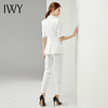 IWY/气质白色短袖西服套装女设计感小西装播音主持职业装显瘦修身正装CP11250 商品缩略图3