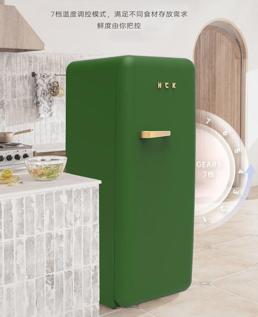 HCK哈士奇 BC-330RDE 281L 烤漆复古冰箱家用单门独立冰柜冷冻冷藏 商品图3