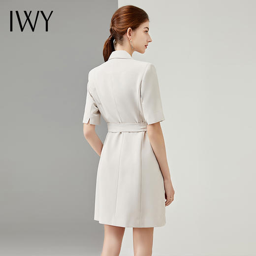 IWY/气质短袖西装连衣裙子女杏色双排扣高端商务职业装摄影婚纱工作服013248 商品图2