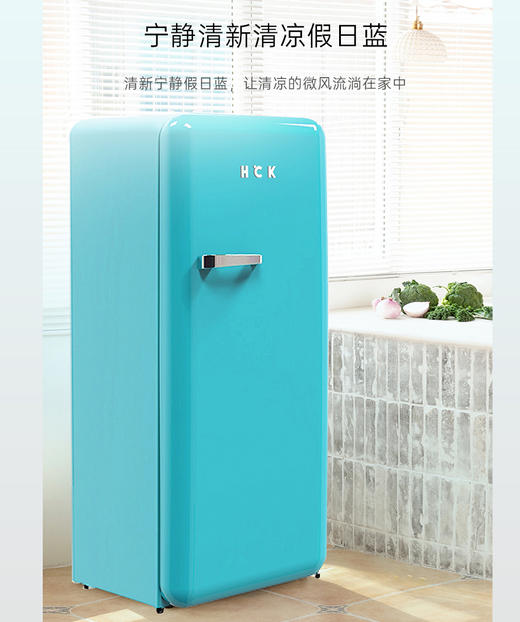 HCK哈士奇 BC-330RDE 281L 烤漆复古冰箱家用单门独立冰柜冷冻冷藏 商品图4