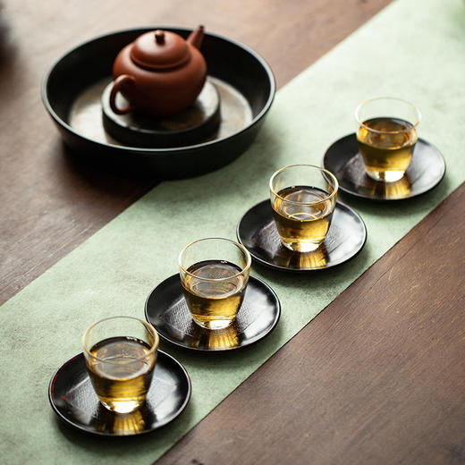 茶家吉橙原木布贴大漆茶托干泡垫小壶承茶杯托多款可选 商品图14