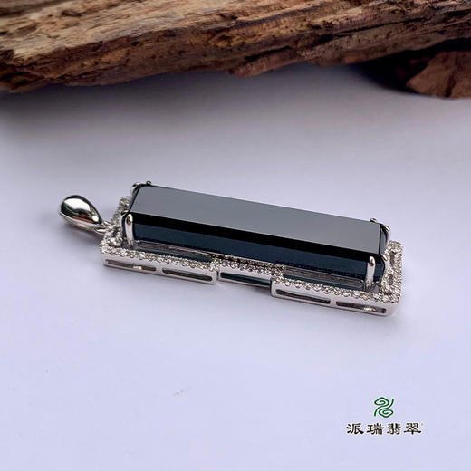 派瑞翡翠 18k金翡翠吊坠 糯种 黑色 商品图2