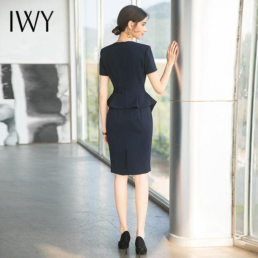 IWY/西装连衣裙女夏季气质假两件职业装套裙美容院工作服售楼部正装OL Q706 商品图2