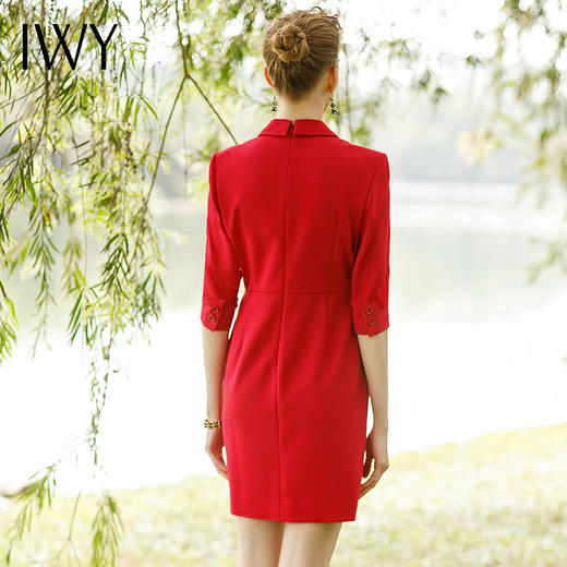 IWY/红色西装连衣裙女2022夏季高级感上镜主持工作服职业套装气质正装222070Q1 商品图3