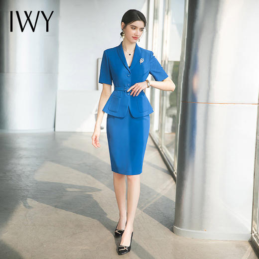 IWY/高级感西装半裙女职业气质蓝色西服职业装播音艺考主持正装工作服CS1538 商品图2