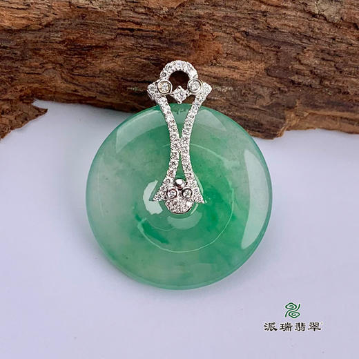 派瑞翡翠 18k金翡翠吊坠 冰种 绿色 商品图3