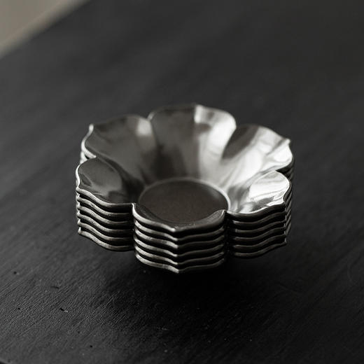 茶家吉橙空谷杯托系列杯垫仿古做旧水墨风杯托中式花瓣茶托茶具配件 商品图9