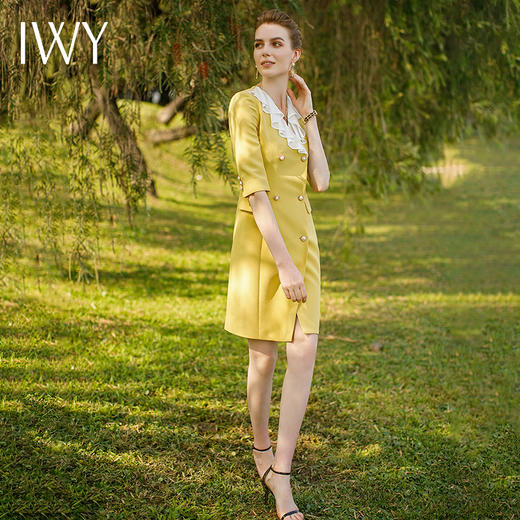IWY/2022夏季黄色名媛西装连衣裙设计感主持人正装气质商务职业装套裙222081Q1 商品图1